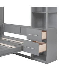 Streamdale Furniture Queen Size Murphy Bed Wall Bed with Shelves Drawers