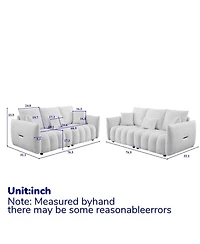 Streamdale Furniture 3-Seater + 3-Seater Teddy Fabric Sofa Set with 6 Cushions