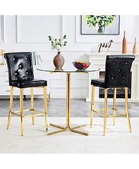 Streamdale Furniture Set of 2 Vintage Crocodile Leather Bar Chairs