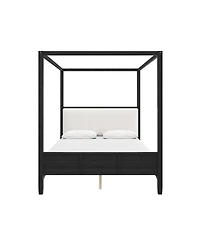 Streamdale Furniture Queen Canopy Platform Bed with Upholstered Headboard