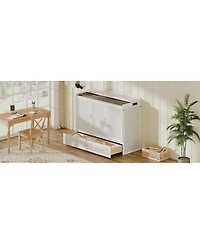 Streamdale Furniture Multifunctional Queen Murphy Bed Cabinet with Usb Charging Station and Drawers