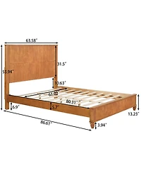 Streamdale Furniture Solid Wood Queen Platform Bed Frame with Tall Headboard No Box Spring Needed