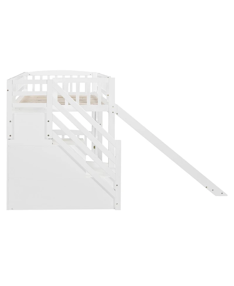 Streamdale Furniture Stairway Twin Size Loft Bed with Two Drawers and Slide