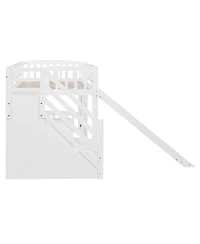 Streamdale Furniture Stairway Twin Size Loft Bed with Two Drawers and Slide