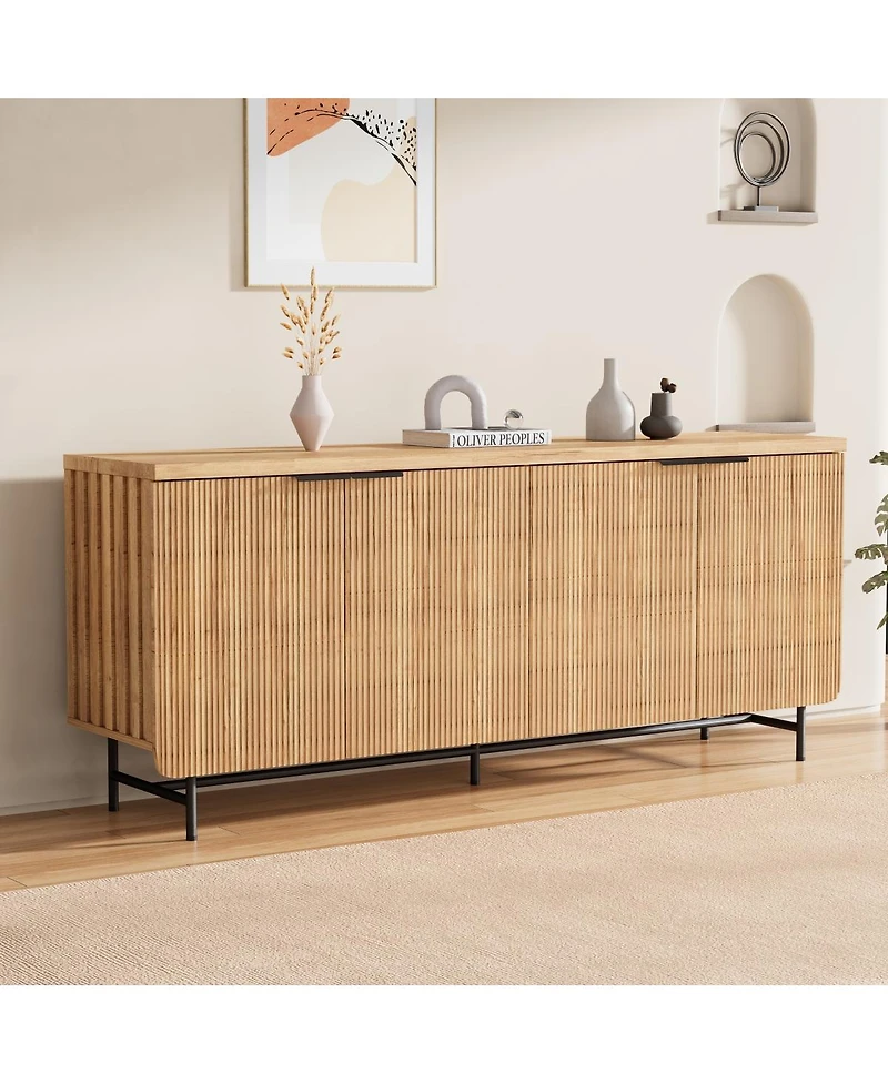 Streamdale Furniture 68'' Modern Scandinavian Led Sideboard Buffet Cabinet