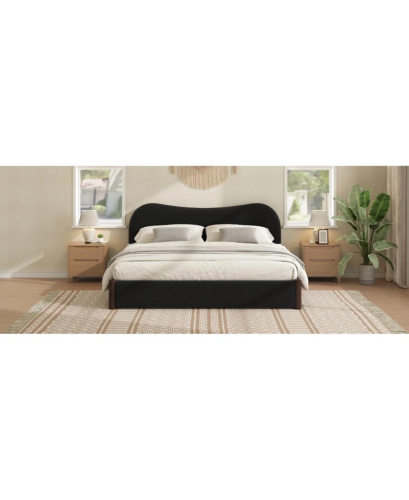 Streamdale Furniture Queen Size Upholstered Platform Bed with Wood Supporting Feet