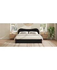 Streamdale Furniture Queen Size Upholstered Platform Bed with Wood Supporting Feet
