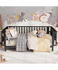 Streamdale Furniture Full Size Metal Platform Bed with Rails Black