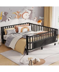 Streamdale Furniture Full Size Metal Platform Bed with Rails Black