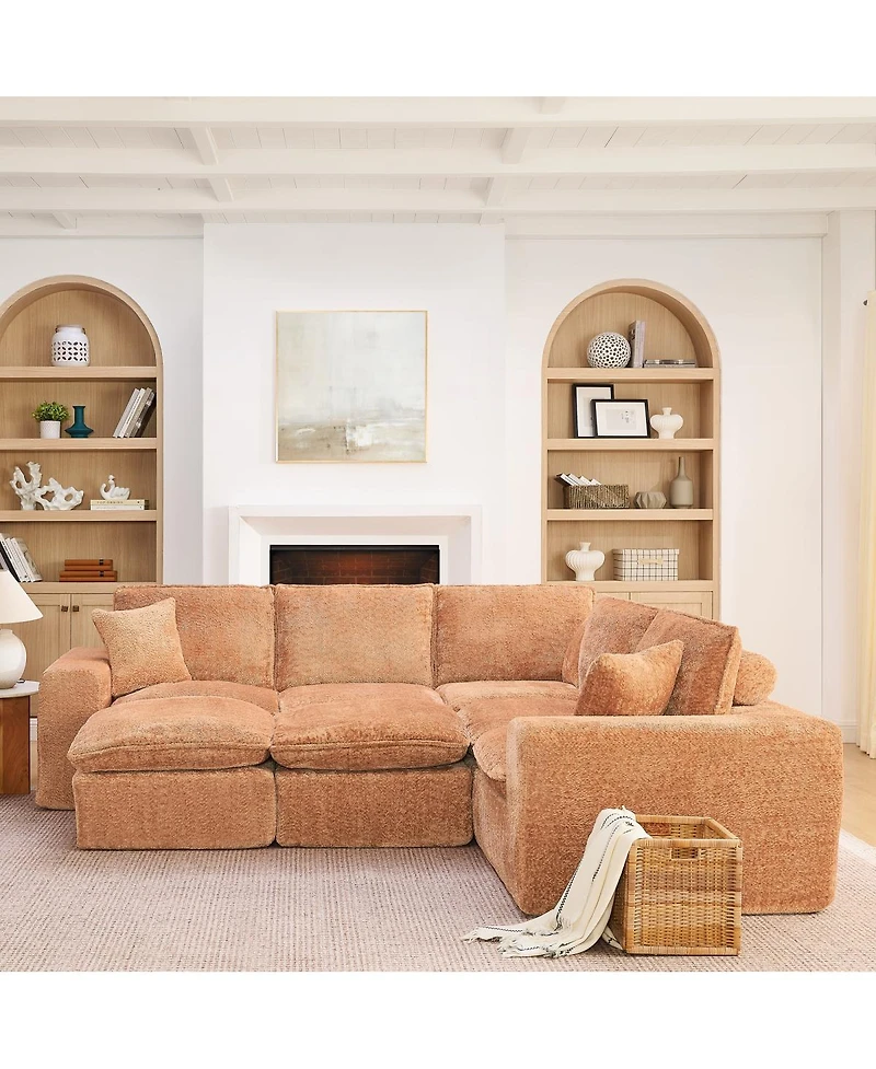 Streamdale Furniture 107'' Modern Boucle L-Shaped Sectional Sofa with Two Moveable Ottomans
