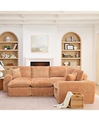 Streamdale Furniture 107'' Modern Boucle L-Shaped Sectional Sofa with Two Moveable Ottomans