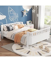 Streamdale Furniture Full Size Wood Platform Bed with Rails for Kids