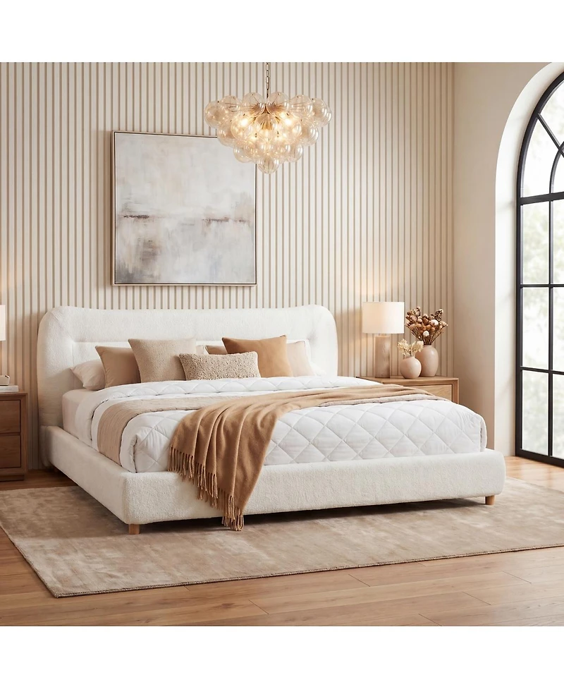 Streamdale Furniture Minimalist curved headboard teddy bear plush bed Queen