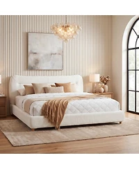 Streamdale Furniture Minimalist curved headboard teddy bear plush bed Queen