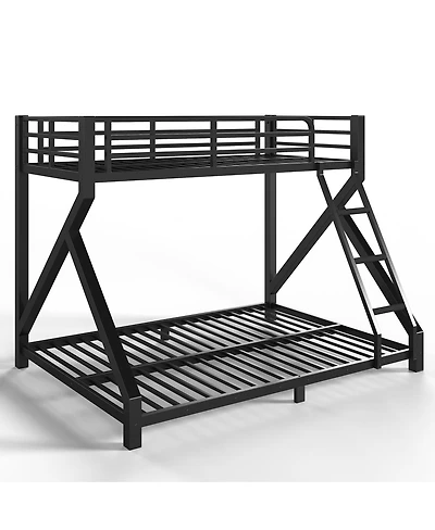 Streamdale Furniture Twin Over Full Metal Bunk Bed with Upgraded Support Slats