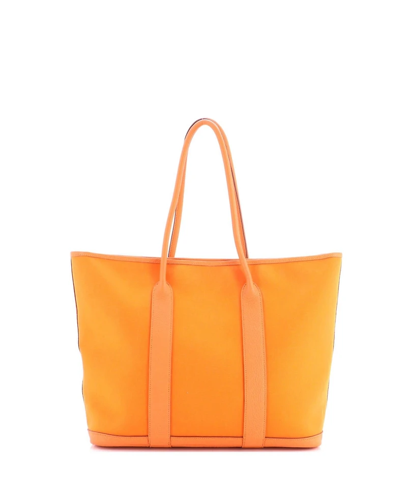 Pre-Owned HERMES 36 Garden Party Zip Tote Toile and Leather