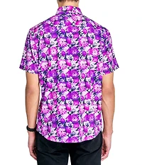 Society of Threads Men's Regular Fit 4-Way Stretch Performance Blooming Floral Short Sleeve Button Down