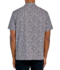 Society of Threads Men's Regular Fit 4-Way Stretch Performance Leopard Print Short Sleeve Button Down