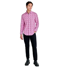 Society of Threads Men's Regular Fit 4-Way Stretch Performance Blushing Long Sleeve Button Down