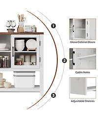homfan 53" Kitchen Sideboard Buffet Cabinet with Glass Doors, Coffee Bar Table, Storage for Living Room and Dining Room