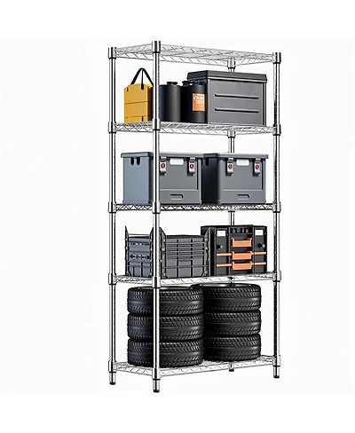 Streamdale Furniture 5-Tier Heavy Duty Steel Wire Shelving Unit 1250 Lbs Capacity