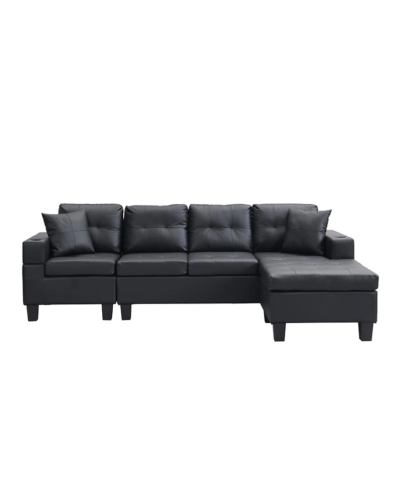 Streamdale Furniture 4-Seat L-Shaped Sectional Sofa with Chaise and Cup Holders