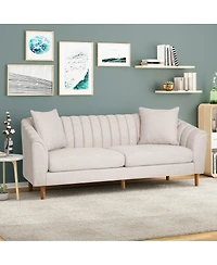 Streamdale Furniture Contemporary Tufted Upholstered Sofa with Sloped Arms and Accent Pillows