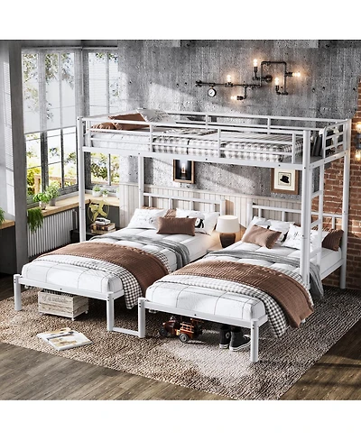 Streamdale Furniture Triple Twin Metal Bunk Bed for 3
