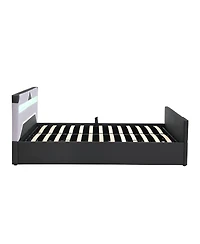 Streamdale Furniture Queen Size Led Gaming Bed with Hydraulic Storage Cyberpunk Style