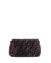 Pre-Owned Fendi Medium Midi Baguette Chain Bag Zucca Shearling
