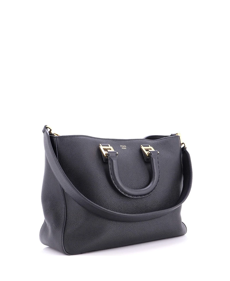 Pre-Owned Fendi Medium Selleria Ff Handle Tote Leather