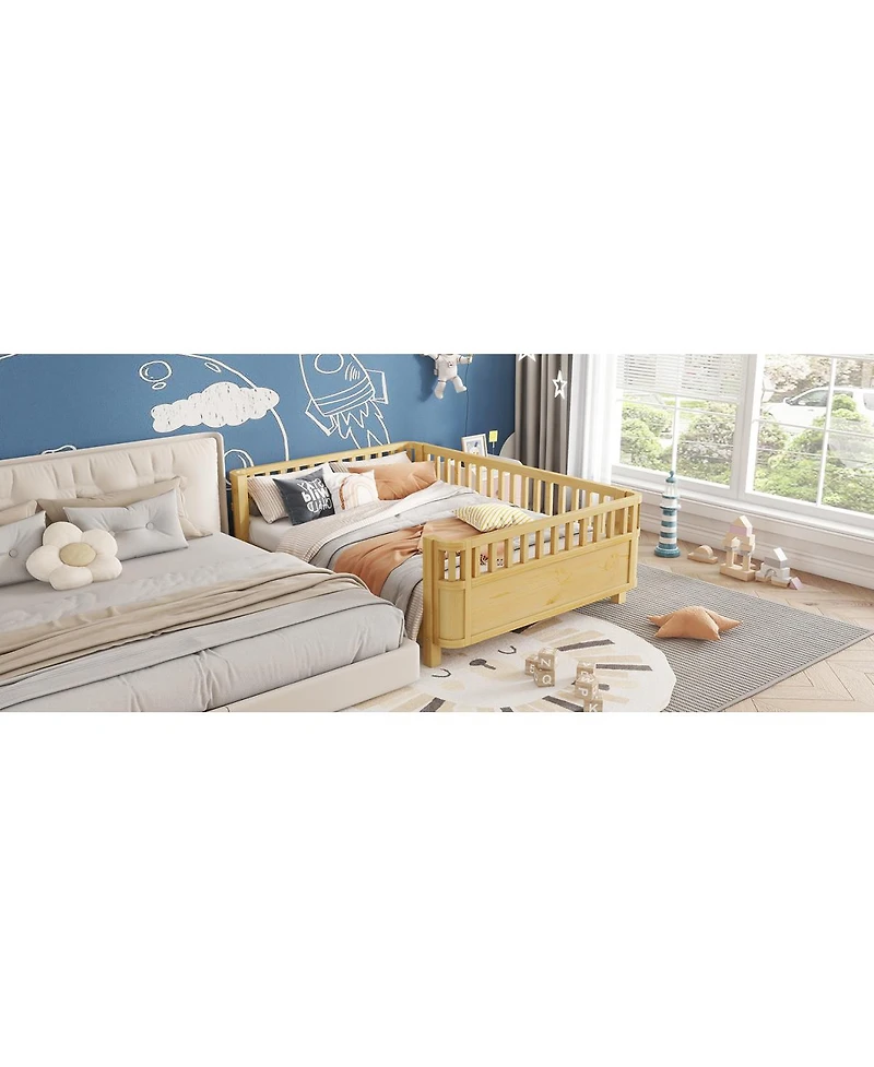 Streamdale Furniture Wood Platform Bed with Rails for Kids
