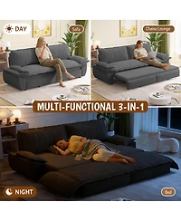 Streamdale Furniture 73.2'' 3-in-1 Convertible Queen Pull-Out Corduroy Sleeper Sofa