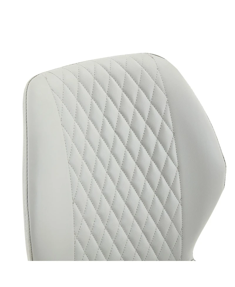 Streamdale Furniture Set of 4 Modern Diamond-Quilted Pu Dining Chairs with Metal Legs