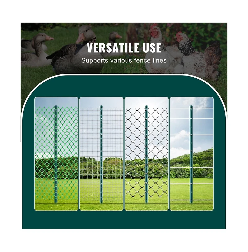 Sugift 4 feet U-Channel Fence Post 10 Pack Heavy Duty Steel Stakes