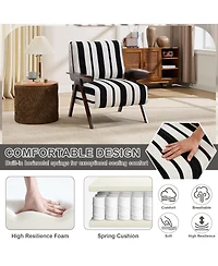 Streamdale Furniture Modern Striped Armchair with Solid Wood Legs (Set of 2
