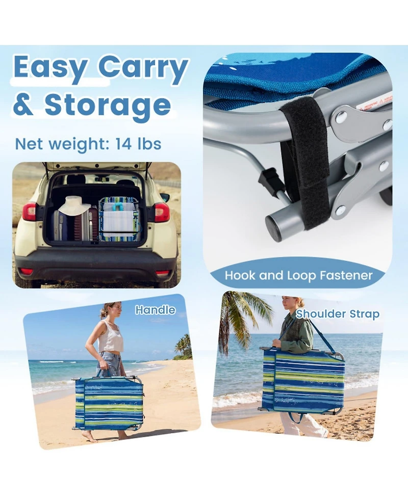 Gouun Set of 2 Tanning Chair with Face Arm Holes Portable 4-Level Sunbathing Pair