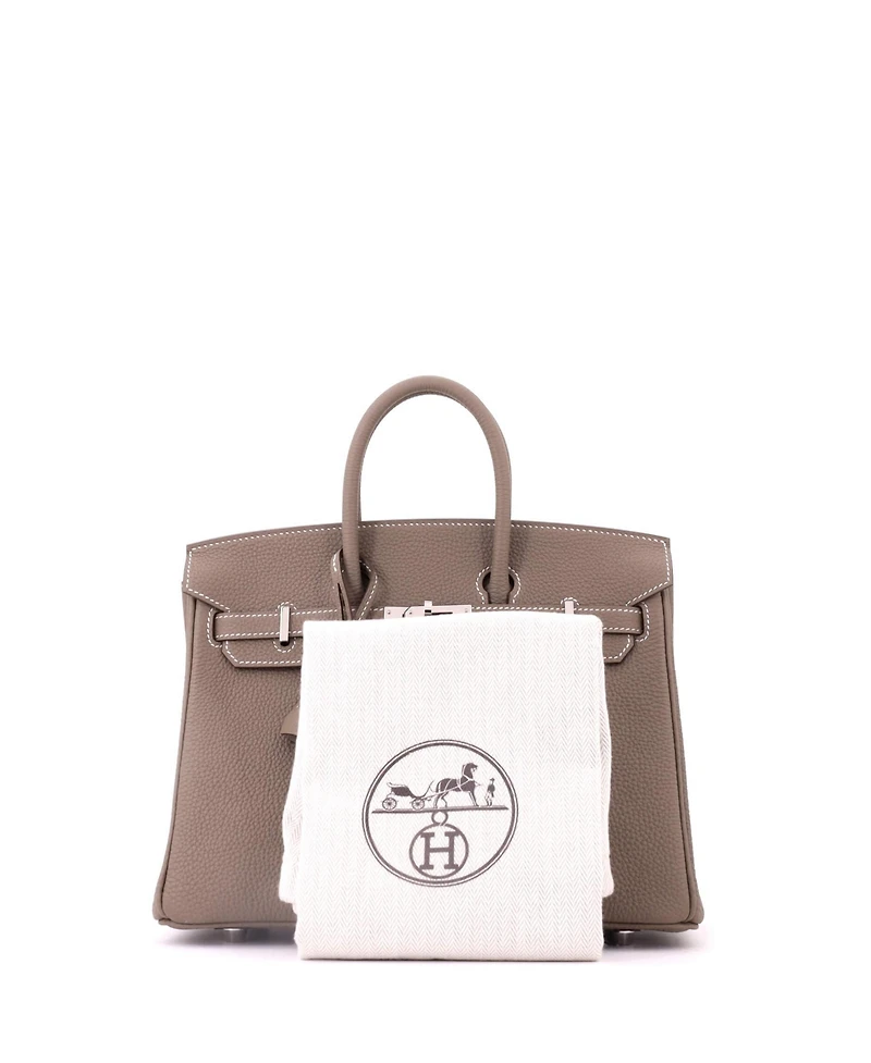 Pre-Owned HERMES Birkin 25 Handbag Togo with Palladium Hardware