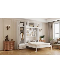 Streamdale Furniture Murphy Bed with Top Cabinet Shelves and Wardrobe