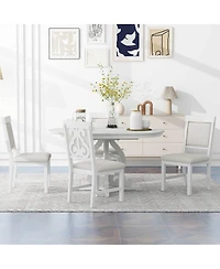 Streamdale Furniture 5-Piece Retro Extendable Dining Set with 4 Upholstered Chairs