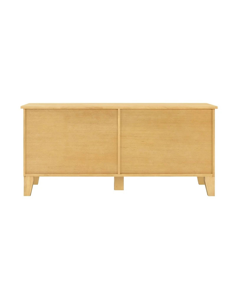 Streamdale Furniture Lars Rattan and Rubber Wood Dog Crate Cabinet with Storage