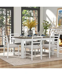 Streamdale Furniture 7-Piece Farmhouse Extendable Dining Set with 6 Upholstered Chairs