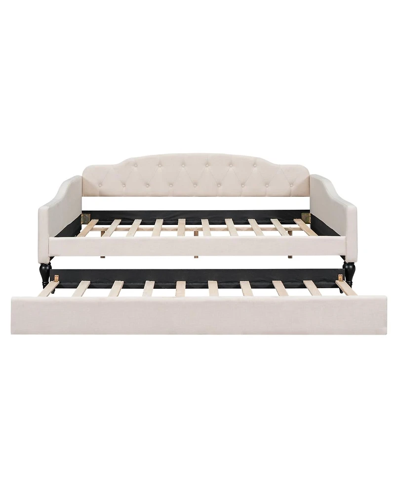 Streamdale Furniture Upholstered Tufted Daybed with Twin Size Trundle
