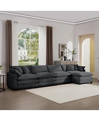 Streamdale Furniture 4-Seater Corduroy Sofa with Footstool and Pillows