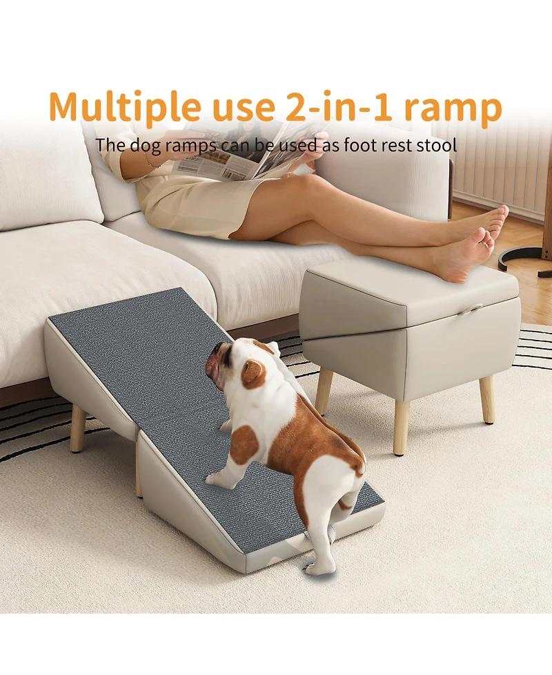 Streamdale Furniture Foldable 2-in-1 Wooden Pet Stairs for Small Dogs and Cats