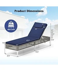 Gouun Set of 2 Patio Chaise Lounge Chair with 6-Level Backrest and Headrest