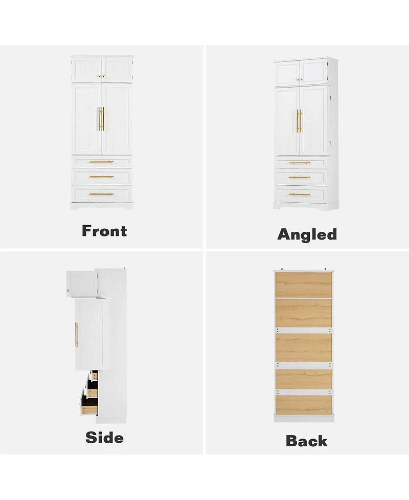 Streamdale Furniture 78.2'' Farmhouse Kitchen Pantry Cabinet with 8 Door Shelves and 3 Drawers