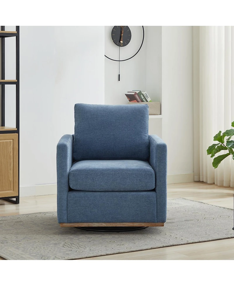 Streamdale Furniture 30.7''With Upholstered 360 Swivel Accent Chair with Weathered Wooden Base