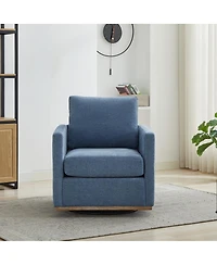 Streamdale Furniture 30.7''With Upholstered 360 Swivel Accent Chair with Weathered Wooden Base