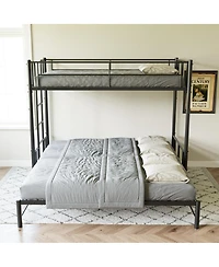 Streamdale Furniture Twin Size Metal Pull-Out Bunk Bed with Guardrail and Ladder
